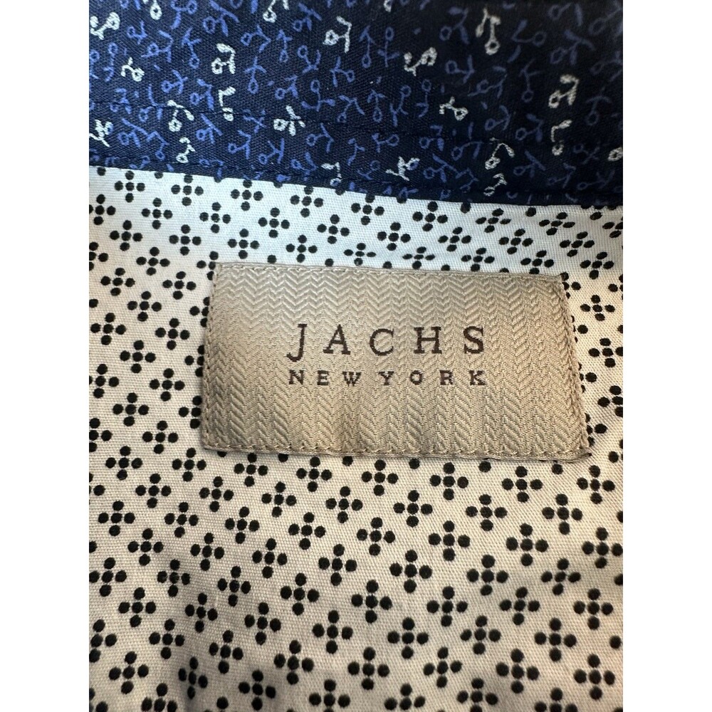 Ted Baker Style Dress Shirt by Jachs Men Size M Flip Cuff Long Sleeve Navy White - Picture 3 of 8